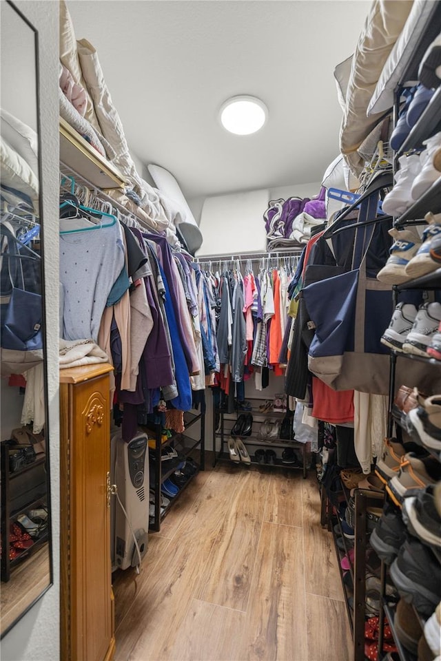 spacious closet with wood finished floors