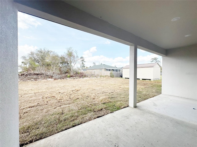 exterior space with an outbuilding