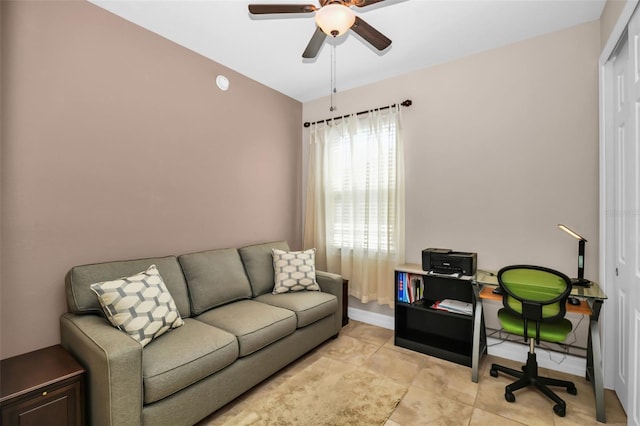 7234 SW 91st Ct, Ocala, FL 34481 - office featuring a ceiling fan and light tile patterned floors