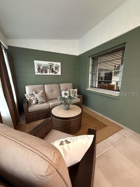 view of tiled living area