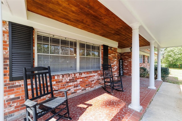 view of patio with a porch