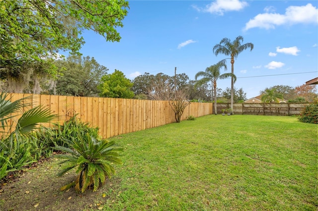 view of yard featuring a fenced backyard