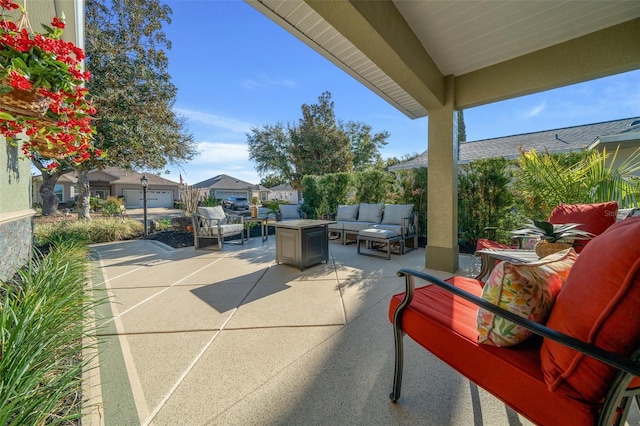 view of patio / terrace featuring an outdoor living space