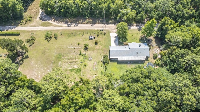 birds eye view of property featuring a rural view