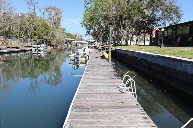 dock area with a water view