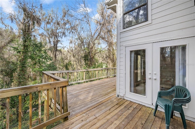 wooden deck with french doors