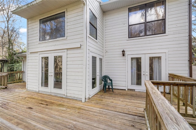 wooden terrace featuring french doors