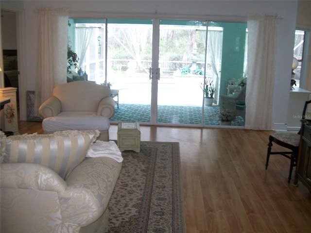 living area featuring wood finished floors