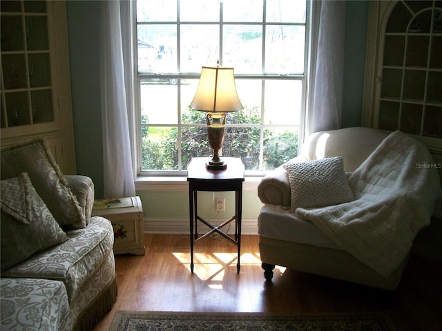 sitting room featuring wood finished floors