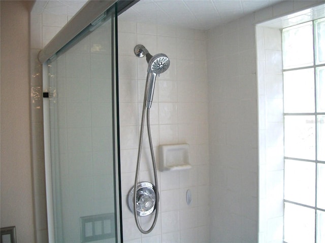 details featuring a shower stall