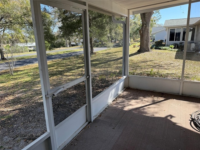 view of unfurnished sunroom