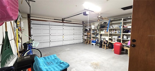 garage with a garage door opener