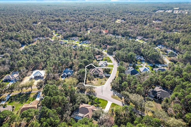 bird's eye view with a residential view and a forest view