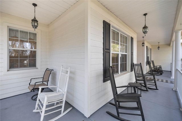 view of patio featuring a porch