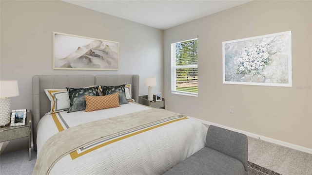 bedroom featuring carpet floors and baseboards