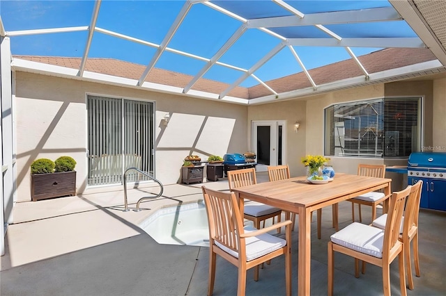 5891 NW 26th St, Ocala, FL 34482 - view of patio featuring outdoor dining area, a lanai, and grilling area