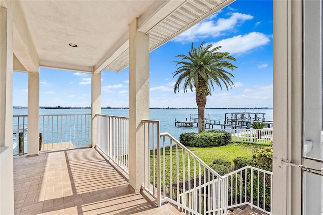 balcony with a water view