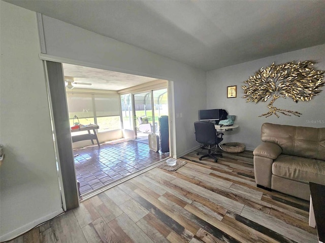 home office featuring wood finished floors