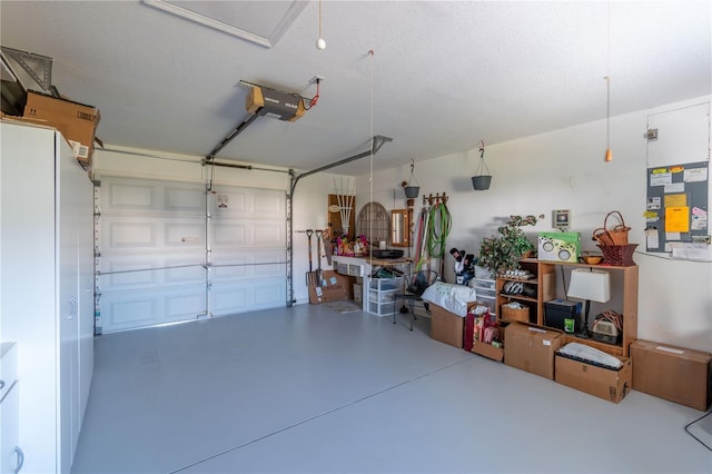 garage with a garage door opener