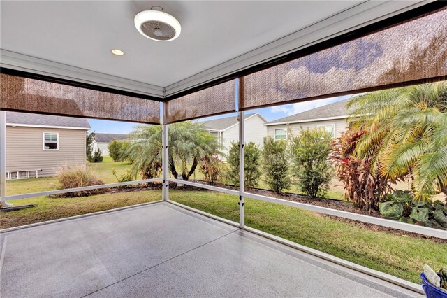 view of unfurnished sunroom