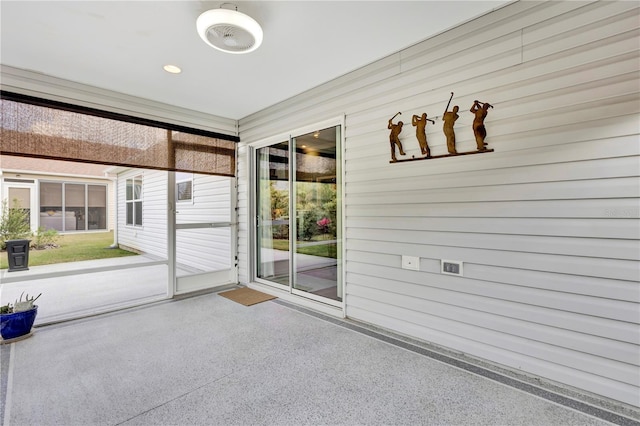 view of unfurnished sunroom