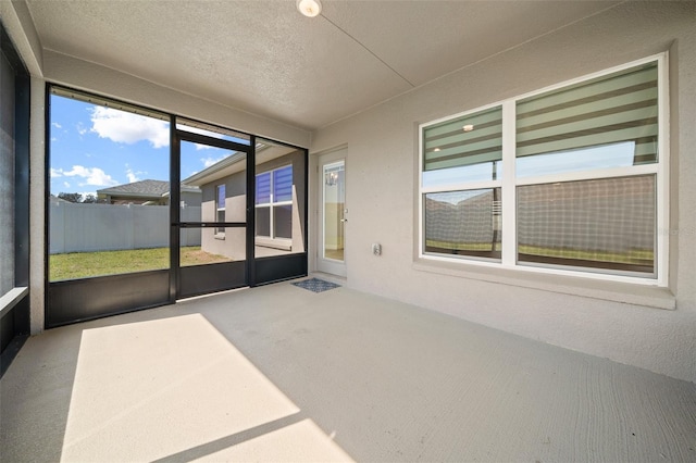 view of unfurnished sunroom