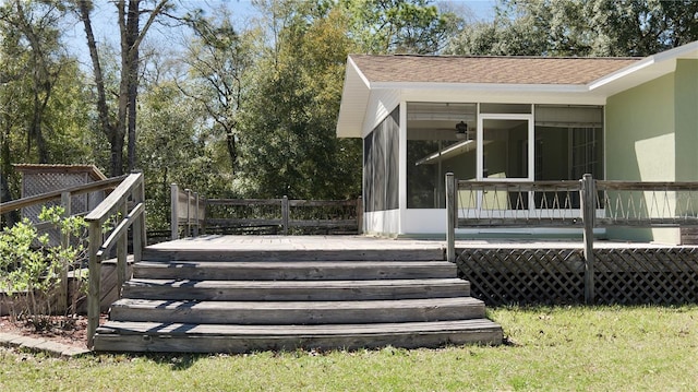 deck featuring a sunroom