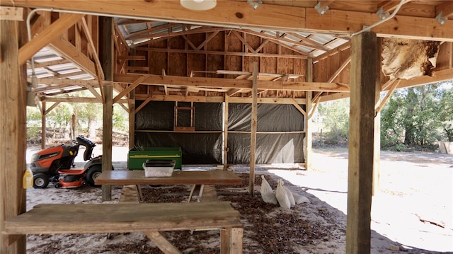 view of patio / terrace featuring an outbuilding