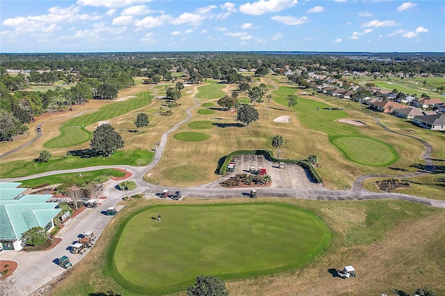 aerial view featuring view of golf course