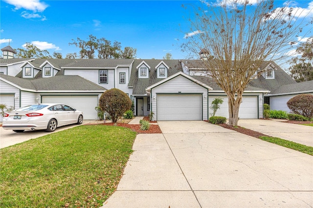 view of front facade featuring driveway and a front yard