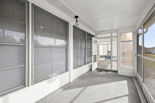 view of unfurnished sunroom