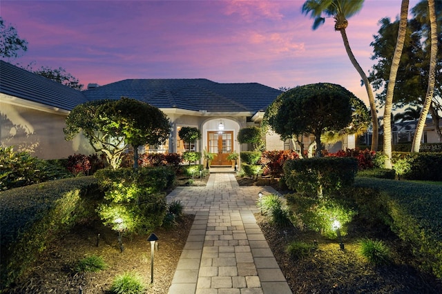 view of front of home featuring french doors