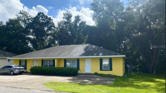 9611 SW 30th Ter, Ocala, FL 34476 - ranch-style home featuring stucco siding, driveway, a front lawn, and a shingled roof
