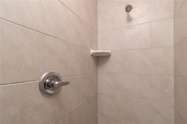 room details featuring a tile shower