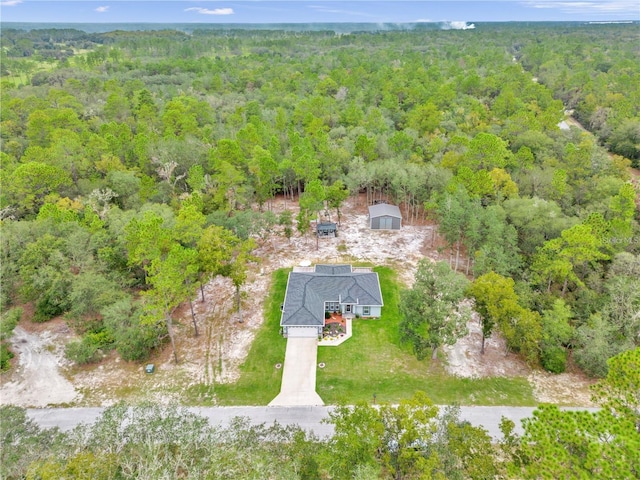 aerial view featuring a forest view