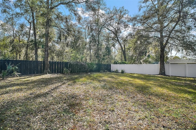 view of yard featuring a fenced backyard