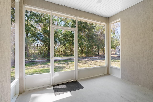 view of unfurnished sunroom