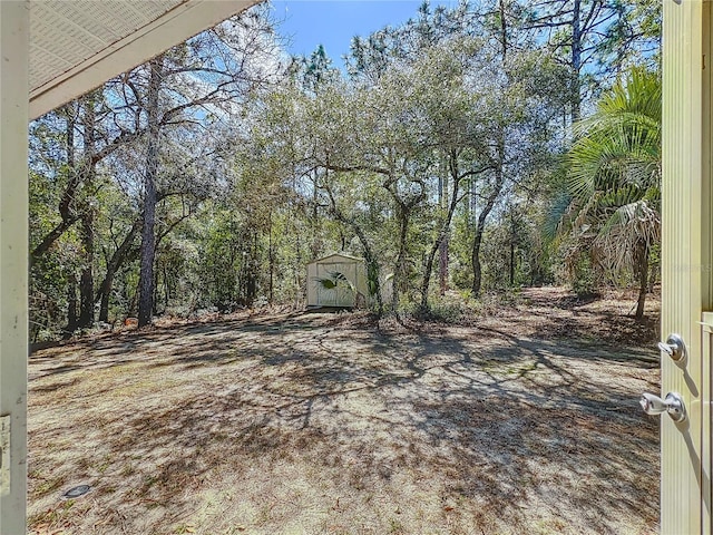 view of yard with a shed and an outdoor structure