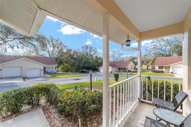 balcony with a porch and a residential view