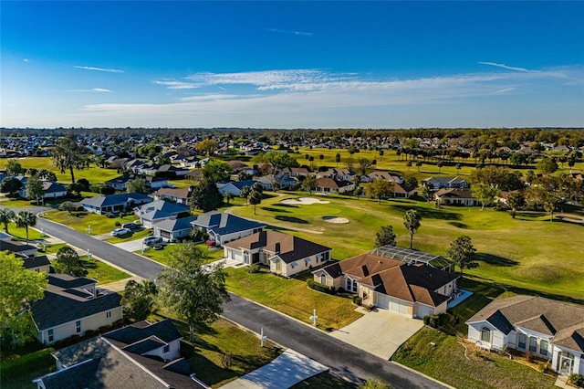 aerial view featuring a residential view and golf course view