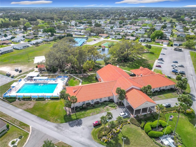 drone / aerial view with a residential view