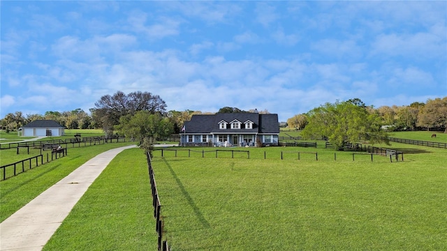 exterior space featuring fence and a rural view