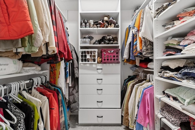 spacious closet with carpet flooring