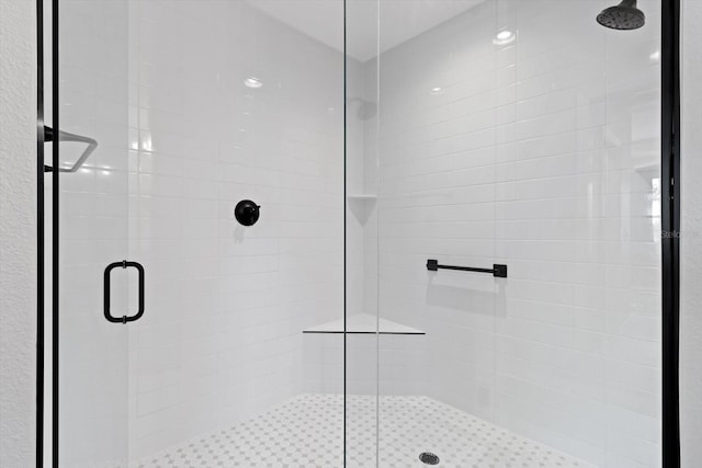 bathroom with a shower stall