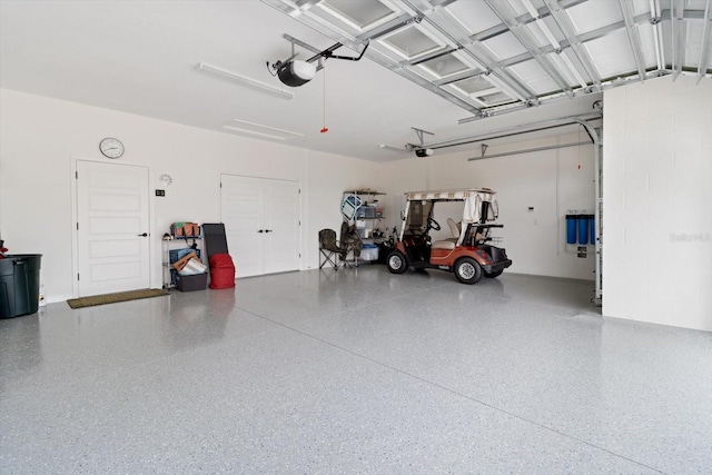 garage with a garage door opener