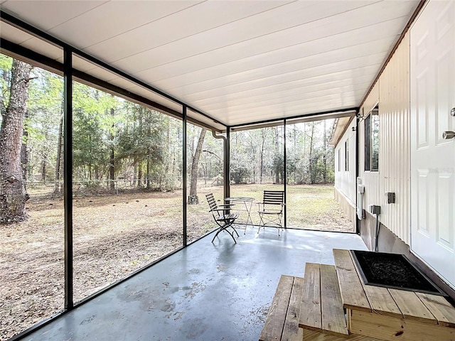 view of unfurnished sunroom