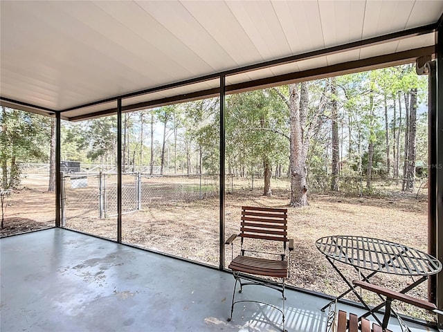 view of unfurnished sunroom