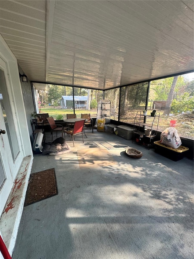 view of unfurnished sunroom