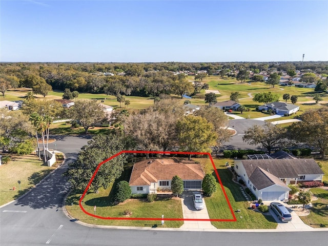 aerial view with view of golf course