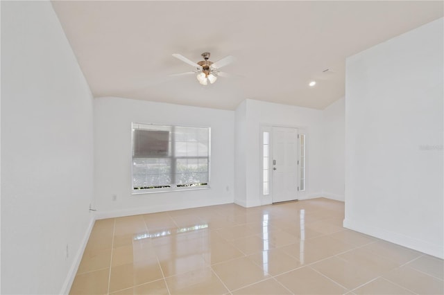 4954 SW 40th Pl, Ocala, FL 34474 - foyer entrance with light tile patterned floors, ceiling fan, baseboards, and recessed lighting